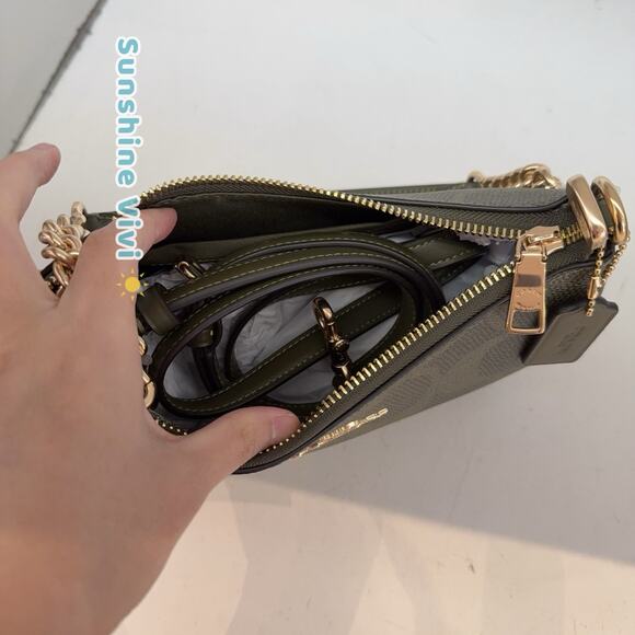 NWT Coach Outlet Teri Shoulder Bag Signature Canvas CAL51 IMOLV Olive - Picture 6 of 12